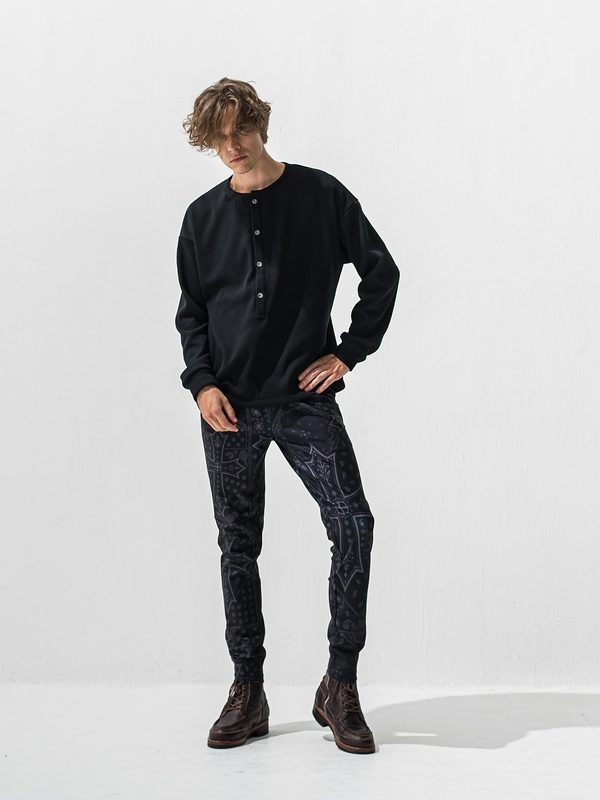 (ͽ���ʡ�1��2������ͽ��/42TH RESOUND CLOTHING���ꥵ����ɥ���������/TIGHT TAPERD CHRIS EASY TUCK PANTS/CROSS BK