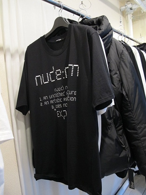 (ͽ)79ͽ/nude:masahiko maruyama ̡:ޥҥޥ/40/2 28GG Jersey SHORT SLEEVE CRACKED PRINT T SHIRT/Black