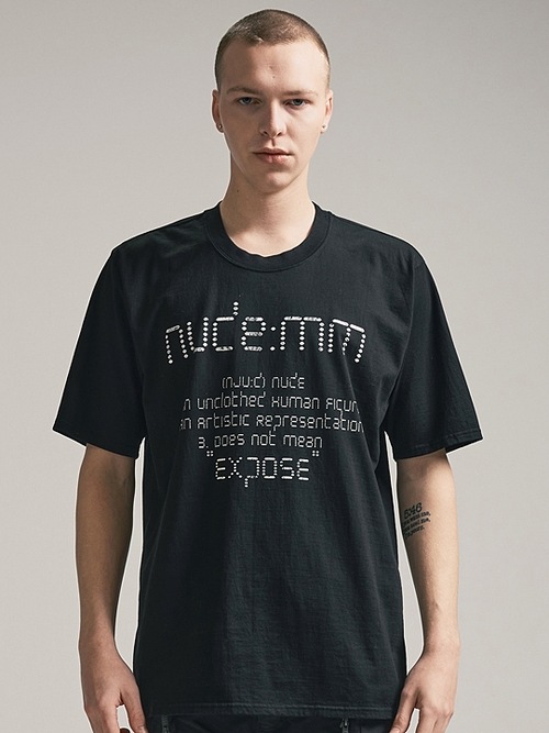 (ͽ)79ͽ/nude:masahiko maruyama ̡:ޥҥޥ/40/2 28GG Jersey SHORT SLEEVE CRACKED PRINT T SHIRT/Black
