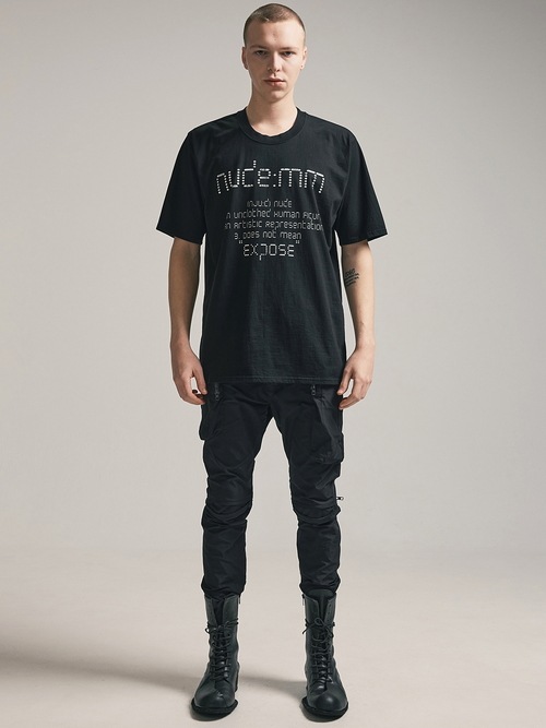 (ͽ)79ͽ/nude:masahiko maruyama ̡:ޥҥޥ/40/2 28GG Jersey SHORT SLEEVE CRACKED PRINT T SHIRT/Black