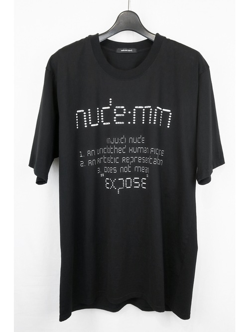 (ͽ)79ͽ/nude:masahiko maruyama ̡:ޥҥޥ/40/2 28GG Jersey SHORT SLEEVE CRACKED PRINT T SHIRT/Black