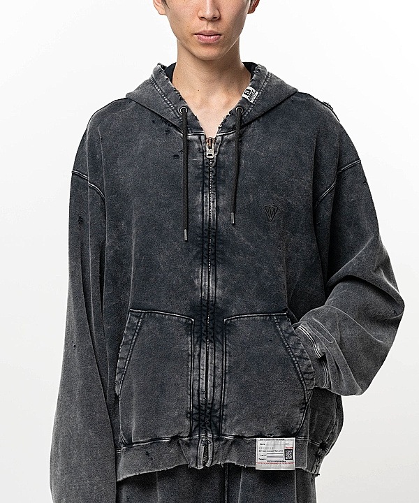 �㴰���Maison MIHARA YASUHIRO���᥾�� �ߥϥ�䥹�ҥ�/French Terry BLEACHED SWEAT PARKA/BLACK