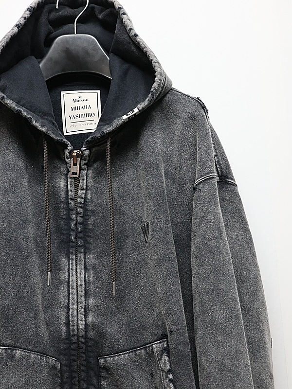�㴰���Maison MIHARA YASUHIRO���᥾�� �ߥϥ�䥹�ҥ�/French Terry BLEACHED SWEAT PARKA/BLACK