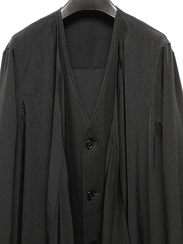 Ground Y�����饦��ɥ磻/TA/PE CREPE DE CHINE+SILICON JERESY FRONT DRAPE T-SHIRT/BLACK