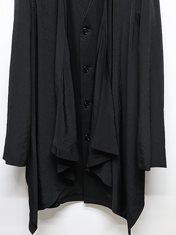 Ground Y�����饦��ɥ磻/TA/PE CREPE DE CHINE+SILICON JERESY FRONT DRAPE T-SHIRT/BLACK