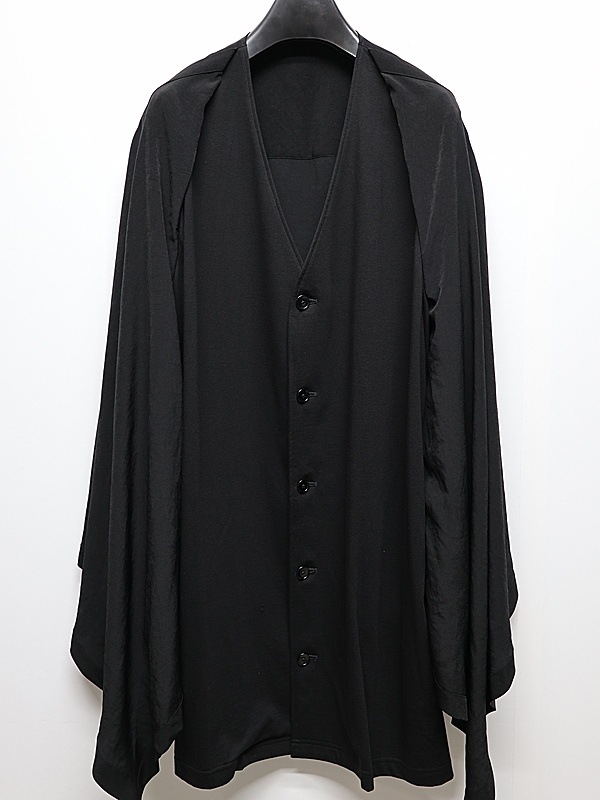 Ground Y�����饦��ɥ磻/TA/PE CREPE DE CHINE+SILICON JERESY FRONT DRAPE T-SHIRT/BLACK