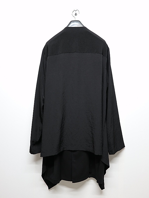 Ground Y�����饦��ɥ磻/TA/PE CREPE DE CHINE+SILICON JERESY FRONT DRAPE T-SHIRT/BLACK