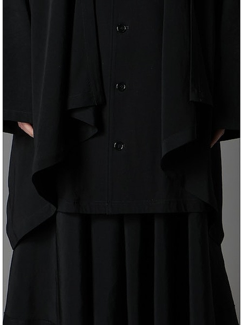 Ground Y�����饦��ɥ磻/TA/PE CREPE DE CHINE+SILICON JERESY FRONT DRAPE T-SHIRT/BLACK