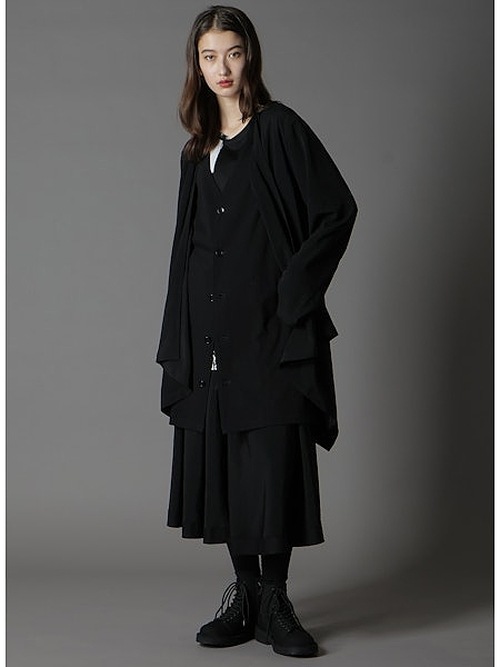 Ground Y�����饦��ɥ磻/TA/PE CREPE DE CHINE+SILICON JERESY FRONT DRAPE T-SHIRT/BLACK