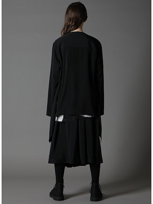 Ground Y�����饦��ɥ磻/TA/PE CREPE DE CHINE+SILICON JERESY FRONT DRAPE T-SHIRT/BLACK