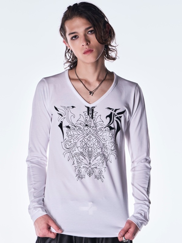 (ͽ���ʡ�8������9������ͽ��/kiryuyrik������奦����奦/BEATENJIKU V Neck T-Shirt/White
