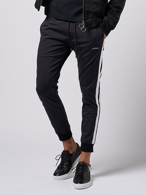�㴰���wjk�����֥른��������/line track pants/black �� white