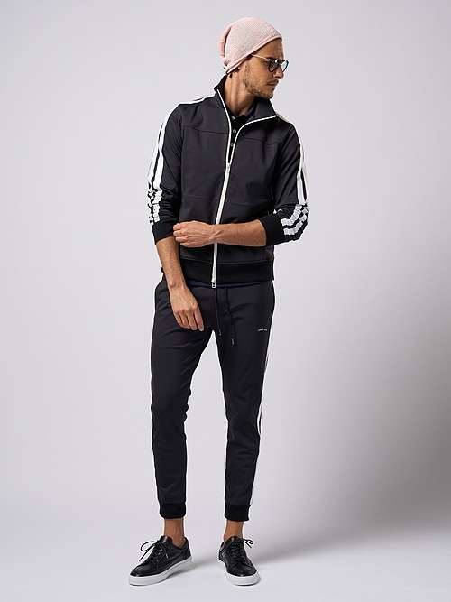 �㴰���wjk�����֥른��������/line track pants/black �� white
