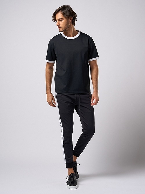 �㴰���wjk�����֥른��������/line track pants/black �� white