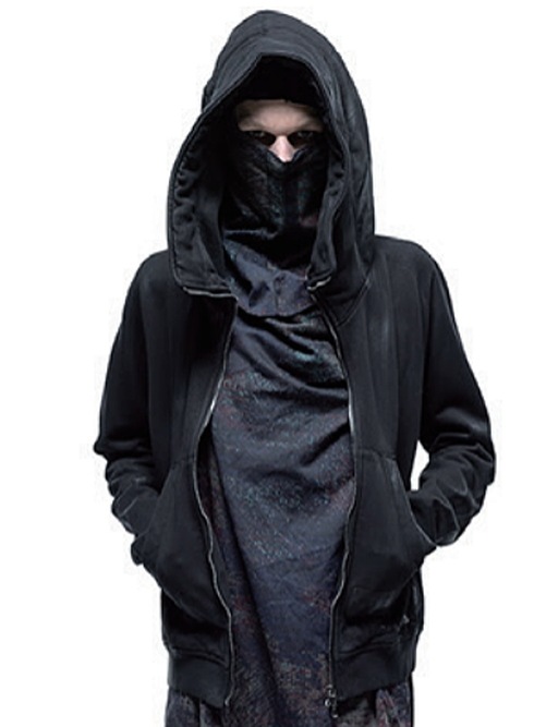 JULIUSꥦ/COTTON SWEAT CUT & SEWN1/BLACK