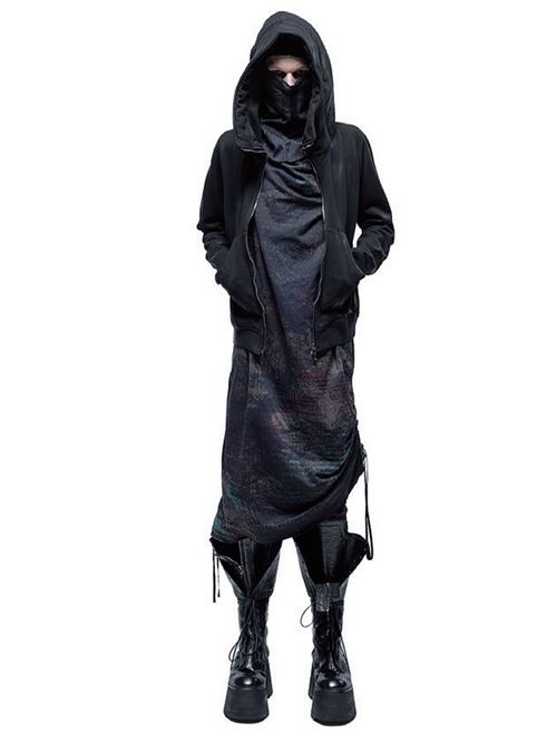 JULIUSꥦ/COTTON SWEAT CUT & SEWN1/BLACK