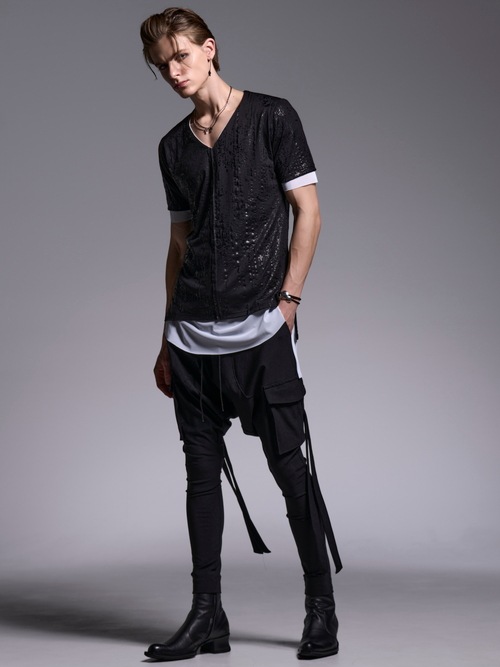 (ͽ���ʡ�4��5������ͽ��/kiryuyrik������奦����奦/High Tension Jersey Saruel Pants/Black