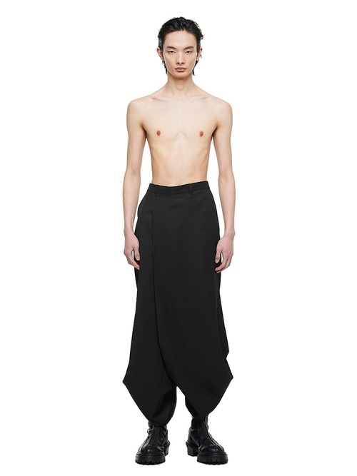 (ͽ����)8��9������ͽ��/JULIUS����ꥦ��/VISCOSE/SLUB WOOL TWILL TROUSERS1/BLACK