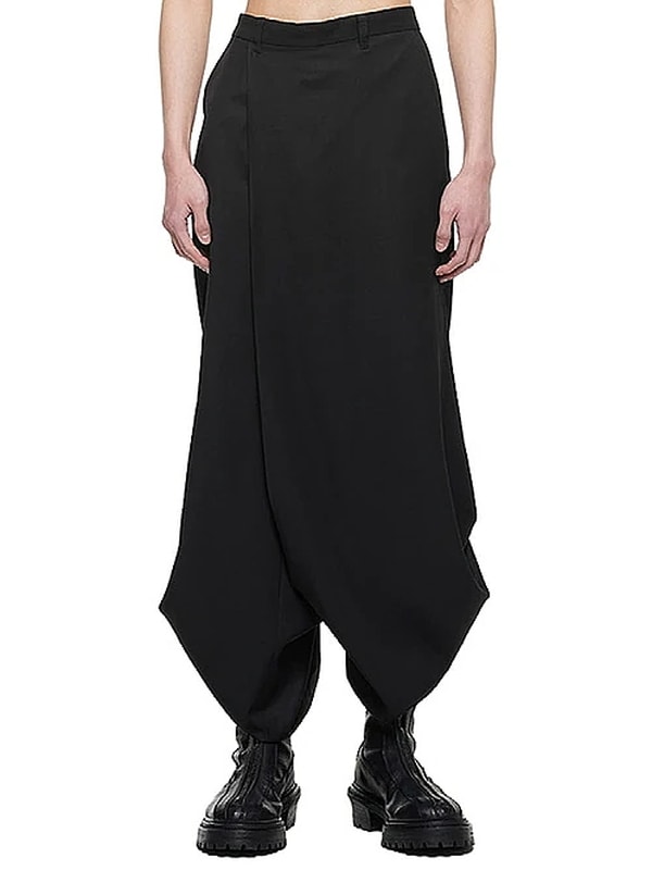 JULIUS����ꥦ��/VISCOSE/SLUB WOOL TWILL TROUSERS1/BLACK