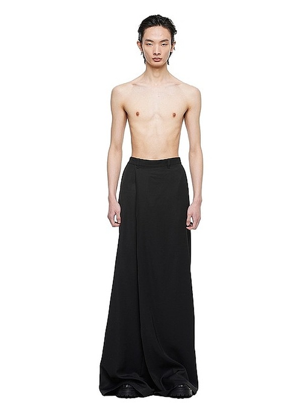 JULIUS����ꥦ��/VISCOSE/SLUB WOOL TWILL TROUSERS1/BLACK