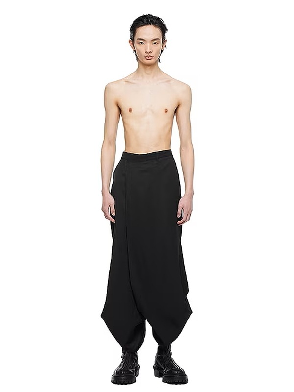 JULIUS����ꥦ��/VISCOSE/SLUB WOOL TWILL TROUSERS1/BLACK