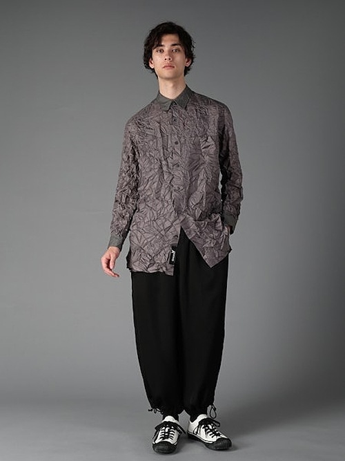 �㴰���Ground Y�����饦��ɥ磻/CU/FIBRIL TWILL W/ GARMENT DYED STANDARD PANTS/BLACK