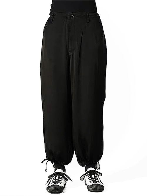 �㴰���Ground Y�����饦��ɥ磻/CU/FIBRIL TWILL W/ GARMENT DYED STANDARD PANTS/BLACK