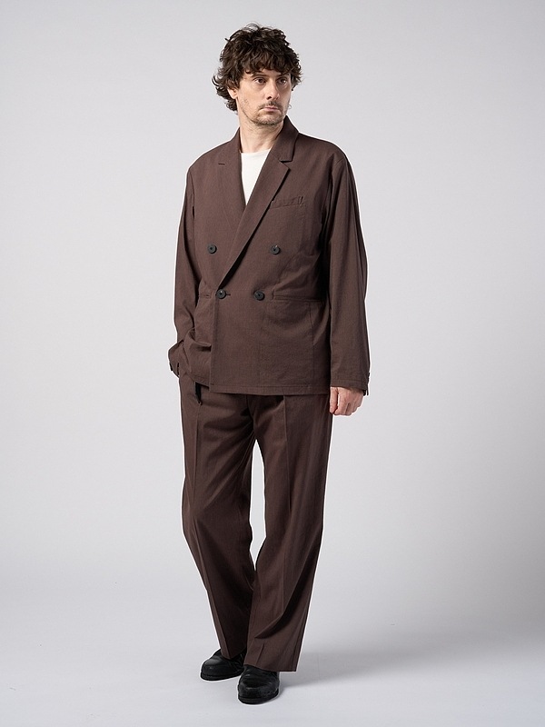 (ͽ���ʡ�3��4������ͽ��/wjk�����֥른��������/viscose linen double-breasted jacket/brown