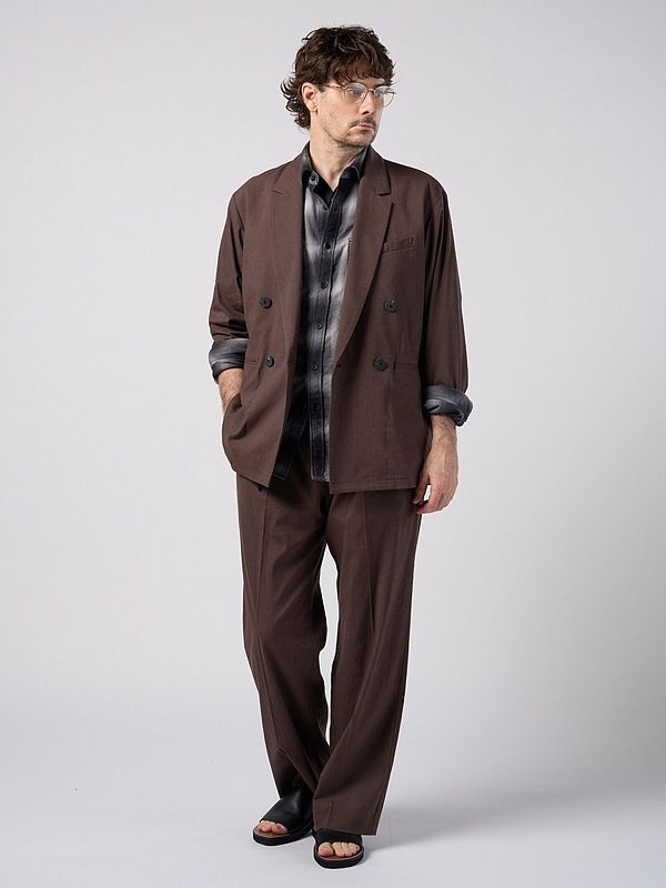 (ͽ���ʡ�3��4������ͽ��/wjk�����֥른��������/viscose linen double-breasted jacket/brown