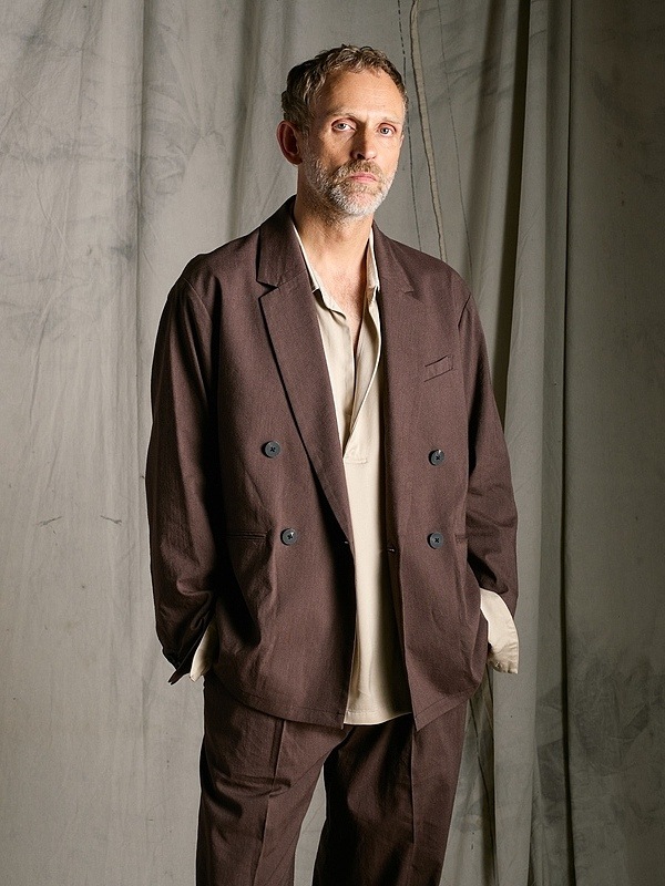 (ͽ���ʡ�3��4������ͽ��/wjk�����֥른��������/viscose linen double-breasted jacket/brown