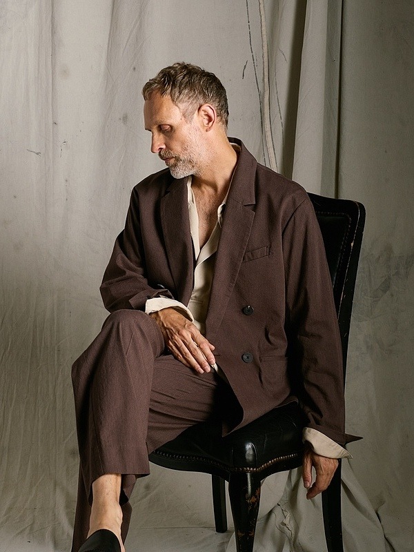 (ͽ���ʡ�3��4������ͽ��/wjk�����֥른��������/viscose linen double-breasted jacket/brown