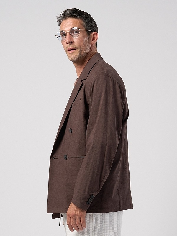 (ͽ���ʡ�3��4������ͽ��/wjk�����֥른��������/viscose linen double-breasted jacket/brown