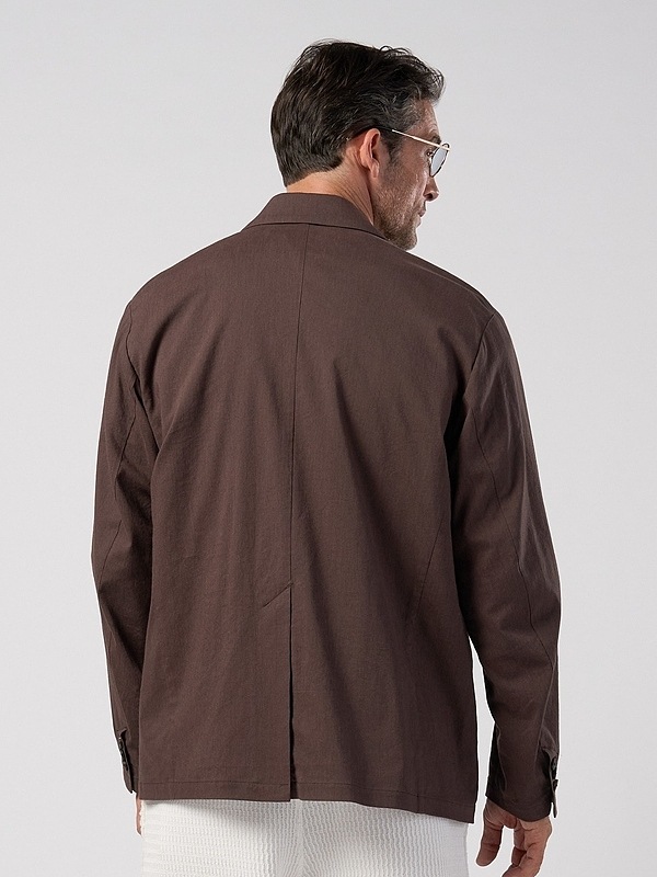 (ͽ���ʡ�3��4������ͽ��/wjk�����֥른��������/viscose linen double-breasted jacket/brown
