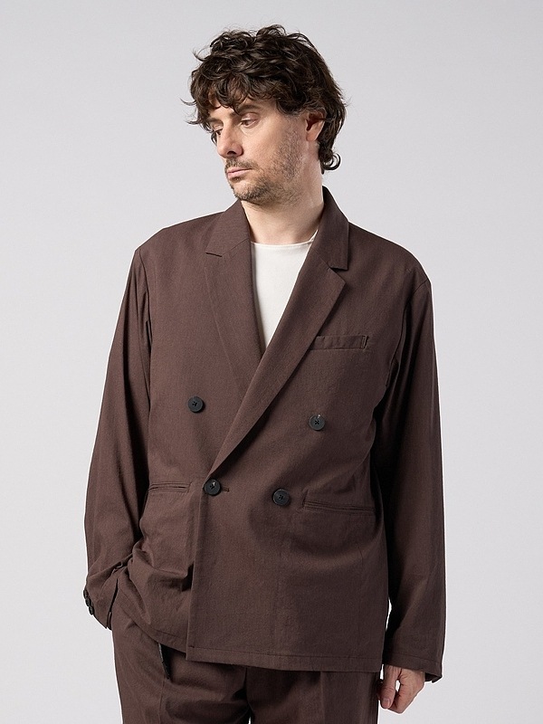 (ͽ���ʡ�3��4������ͽ��/wjk�����֥른��������/viscose linen double-breasted jacket/brown