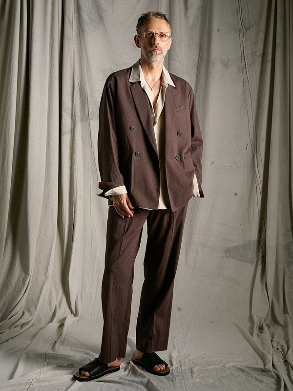 (ͽ���ʡ�3��4������ͽ��/wjk�����֥른��������/viscose linen double-breasted jacket/brown