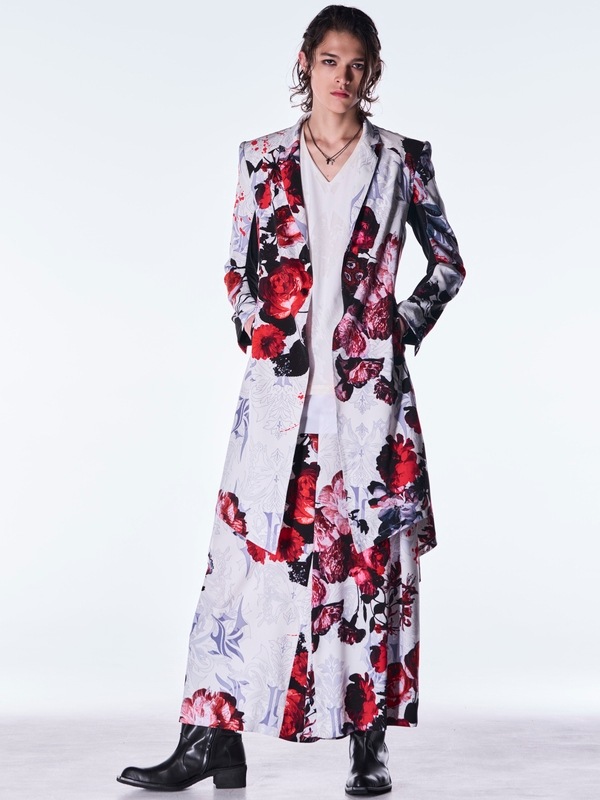(ͽ���ʡ�9������10������ͽ��/kiryuyrik������奦����奦/Goth Flora Suede Satin Flare Jacket/White
