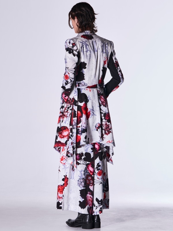 (ͽ���ʡ�9������10������ͽ��/kiryuyrik������奦����奦/Goth Flora Suede Satin Flare Jacket/White