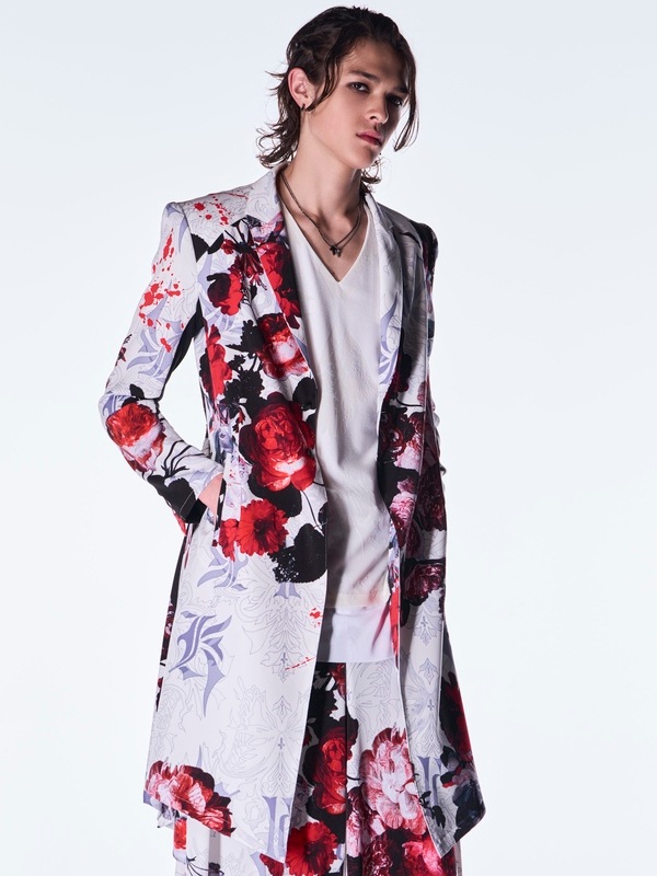 (ͽ���ʡ�9������10������ͽ��/kiryuyrik������奦����奦/Goth Flora Suede Satin Flare Jacket/White