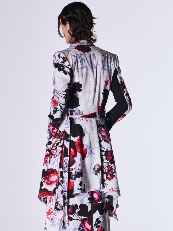 (ͽ���ʡ�9������10������ͽ��/kiryuyrik������奦����奦/Goth Flora Suede Satin Flare Jacket/White