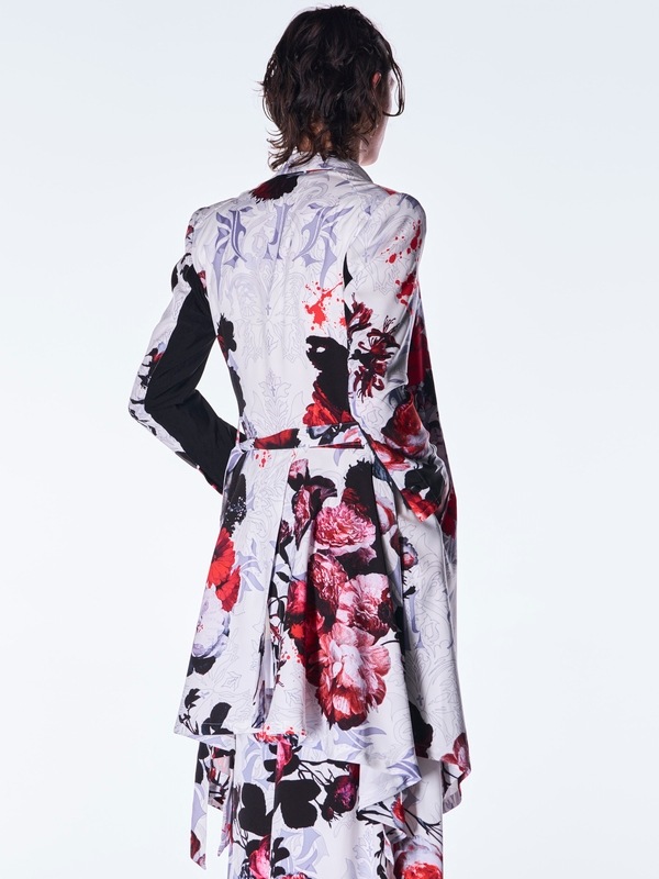 (ͽ���ʡ�9������10������ͽ��/kiryuyrik������奦����奦/Goth Flora Suede Satin Flare Jacket/White
