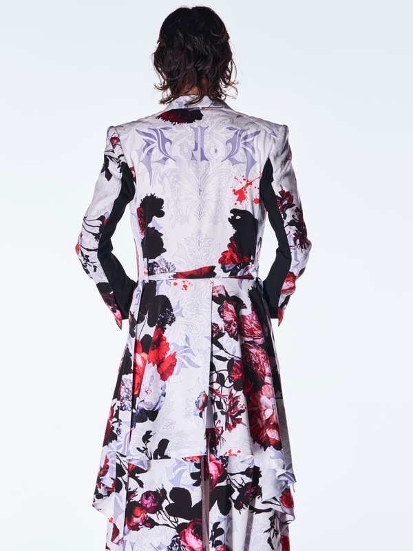(ͽ���ʡ�9������10������ͽ��/kiryuyrik������奦����奦/Goth Flora Suede Satin Flare Jacket/White