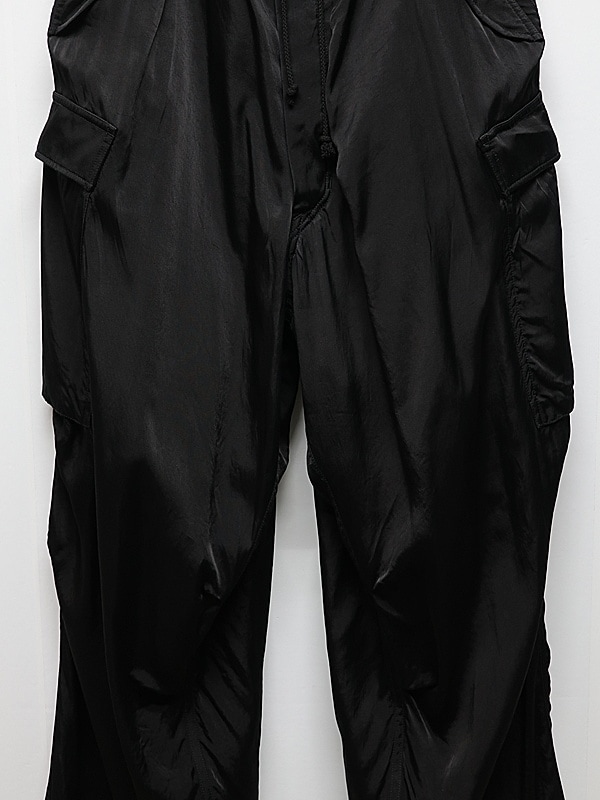 Ground Y�����饦��ɥ磻/CU/FIBRIL TWILL W/ GARMENT DYED HEM RIB PANTS/BLACK
