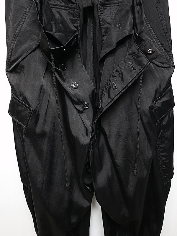Ground Y�����饦��ɥ磻/CU/FIBRIL TWILL W/ GARMENT DYED HEM RIB PANTS/BLACK