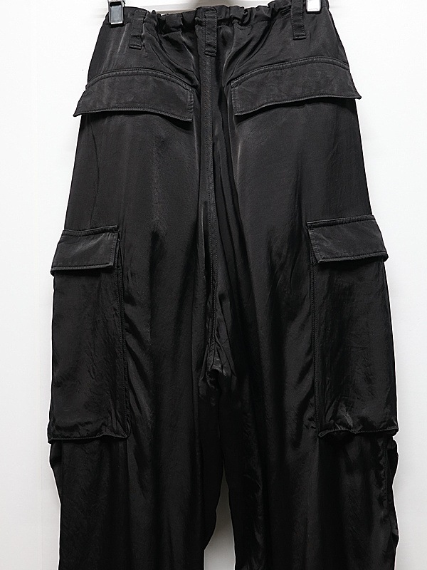 Ground Y�����饦��ɥ磻/CU/FIBRIL TWILL W/ GARMENT DYED HEM RIB PANTS/BLACK