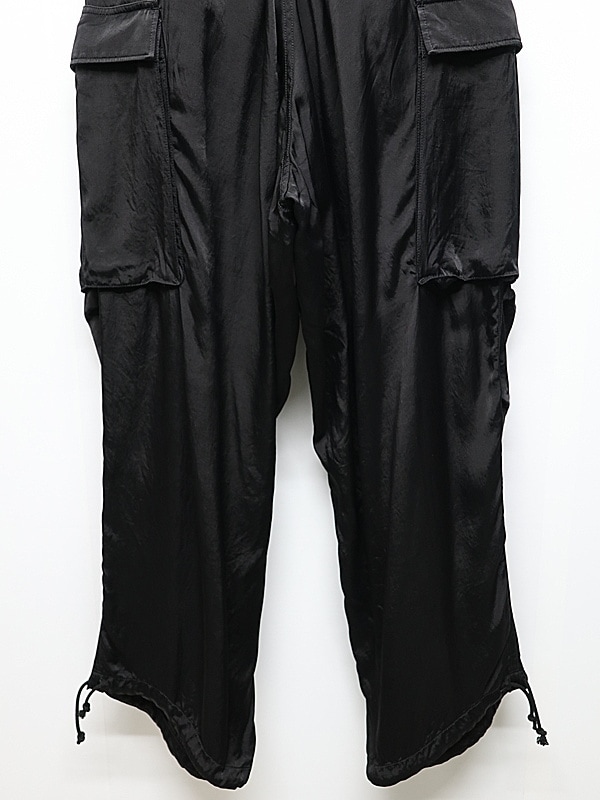 Ground Y�����饦��ɥ磻/CU/FIBRIL TWILL W/ GARMENT DYED HEM RIB PANTS/BLACK