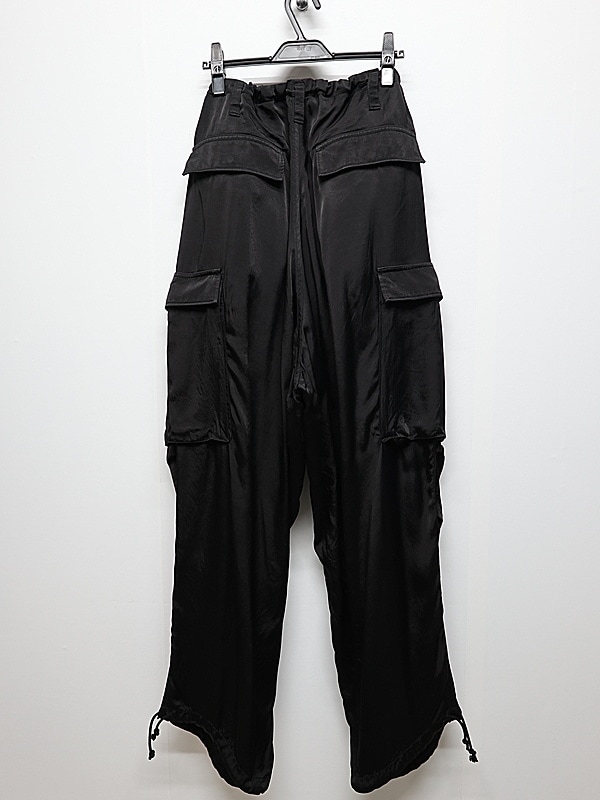 Ground Y�����饦��ɥ磻/CU/FIBRIL TWILL W/ GARMENT DYED HEM RIB PANTS/BLACK