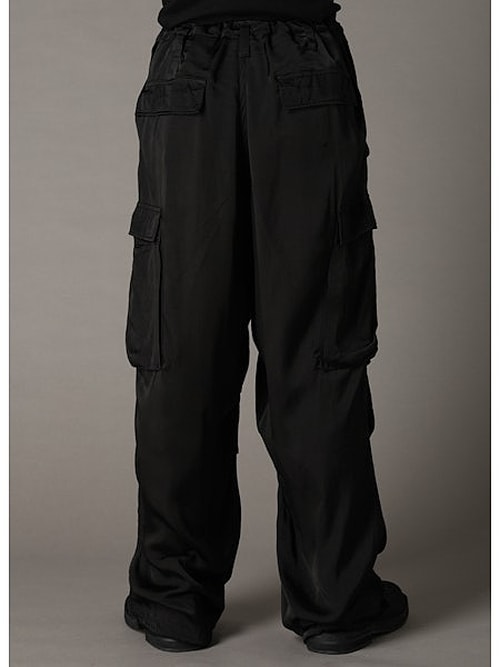 Ground Y�����饦��ɥ磻/CU/FIBRIL TWILL W/ GARMENT DYED HEM RIB PANTS/BLACK