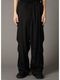 Ground Y�����饦��ɥ磻/CU/FIBRIL TWILL W/ GARMENT DYED HEM RIB PANTS/BLACK
