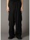Ground Y�����饦��ɥ磻/CU/FIBRIL TWILL W/ GARMENT DYED HEM RIB PANTS/BLACK