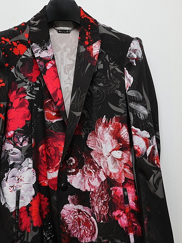 (ͽ���ʡ�9������10������ͽ��/kiryuyrik������奦����奦/Goth Flora Suede Satin Flare Jacket/Black